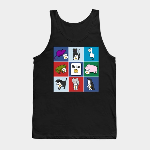 Cute Animals Say Hello Tank Top by ellenhenryart